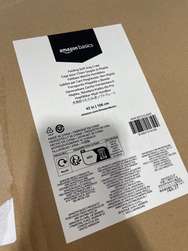 Photo 2 of Amazon Basics Portable Folding Soft Dog Travel Crate Kennel XL - 42"