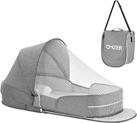 Photo 1 of Baby Travel Bassinet Portable Bassinets - Foldable Carry Bag Bassinet Anti-Pressure Baby Co-Sleeper Bed Lightweight Travel Pod Infant Travel Bed with 2-1 Mosquito & Canopy Grey