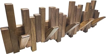 Photo 1 of DESAINOPH® Wooden Coat Rack Wall Mounted Sticks Multi Rack Solid Handmade Natural Walnut Wood Artwork with 5 Flip-Down Unique Modern Hooks for Coats Bag Hat Umbrella