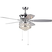 Photo 1 of Warehouse of Tiffany CFL-8377CH Hasna 52-inch Chrome & Crystal Lighted Ceiling Fan, Silver
