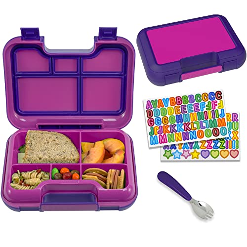 Photo 1 of Mainstream Source Kids Grab-and-Go Bento Lunch Bento Box – Includes Removable Tray with 5 Compartments, Spork, & Name Stickers for the Ultimate Kids