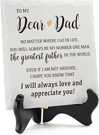 Photo 1 of HOME SMILE Father's Day Gifts for Dad from Daughter Meaningful-Dad Birthday Gifts,Father Daughter Gifts for Wedding Thanksgiving, Christmas-6"×6" Ceramic Plaque-Happy Fathers day Best Dad Ever