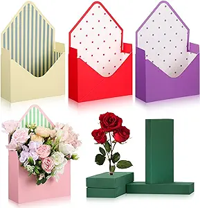 Photo 1 of TaoBary 8 Pcs Florist Bouquet Envelope Boxes with Floral Foam Blocks, Mother's Day Paper Boxes Flower Packaging Present Craft Paper Boxes DIY Lovers for Wedding Birthday Party Supply(8 Pcs, Classic)