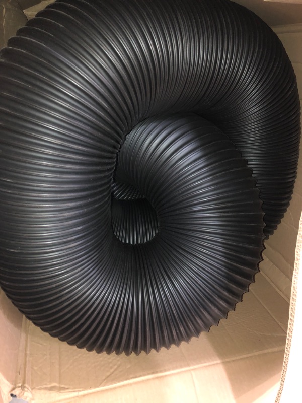 Photo 2 of Flexadux T-7 Thermoplastic Rubber Duct Hose, Black, 8" ID, 0.030" Wall, 25' Length 8 Inches 8.06 Inches 8 Unknown modifier 4.5 Pound per Square Inch 25 Feet Duct 1