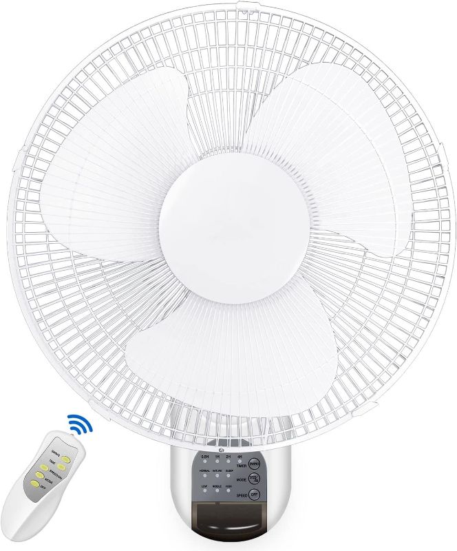 Photo 1 of Simple Deluxe 2 Pack-16 Inch Digital Wall Mount Fan with Remote Control 3 Oscillating Modes, 3 Speed, 72 Inches Power Cord, White, 2 Exhaust, 2 Pack 2 Pack with Remote Control