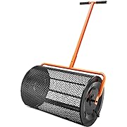 Photo 1 of VEVOR Compost Spreader, 24.4-25.6" Height Adjustable Handle, 24" Wide, Lawn and Garden Peat Moss Roller with Side Latches, Powder Coated Steel Mesh Basket for Spreading Manure, Topsoil, Black
