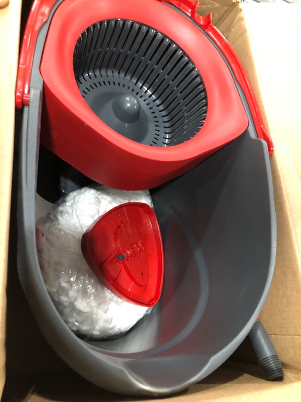 Photo 2 of O-Cedar EasyWring Microfiber Spin Mop, Bucket Floor Cleaning System, Red, Gray Spin Mop & Bucket