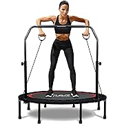 Photo 1 of RAVS Mini Trampoline for Kids Adults 40"/48" Foldable Fitness Rebounder Kids Trampoline with 5 Levels Height Adjustable Handle Resistance Bands Indoor Workout Max Load 350lbs-450lbs

