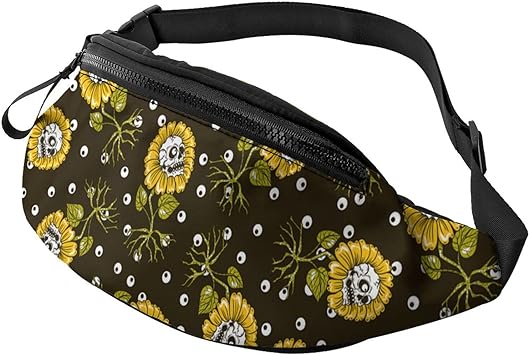 Photo 1 of Casual Fanny Pack For Men Women, Sunflower Skull Waist Bag Pack With Adjustable Belt For Travel Sports Running
