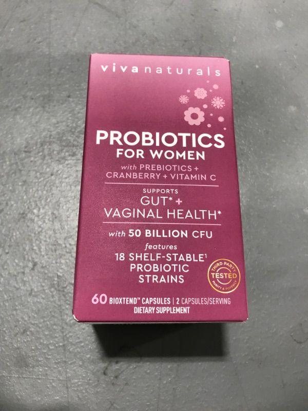 Photo 2 of Womens Probiotics For Gut Health With Prebiotic Fiber, Cranberry and Vitamin C - 50 Billion CFU Pre And Probiotics For Women Digestive Health, Vaginal Health From 18 Strains - Shelf-Stable 60 Capsules