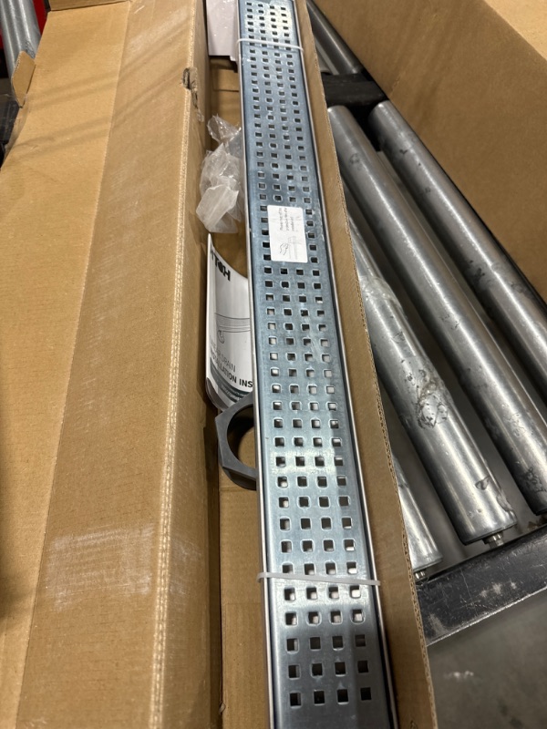 Photo 1 of Elefloom Linear Shower Drain, Shower Drain 28 inch with Removable Grid Panel, Professional AISI 304 Stainless Steel Shower Drain, Linear Drain with Hair Strainer and Leveling Feet Stainless Steel 28 inch