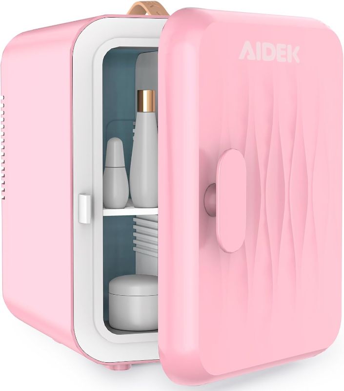 Photo 1 of AIDEK Cosmetic Makeup Mini Fridge for Skin Care, 4L Portable Beauty Fridges DIY Shelves for Bedroom, Dorm, Office, Small Refrigerator, AC/DC12v Car Cooler for Desktop and Travel (Rose Pink)
