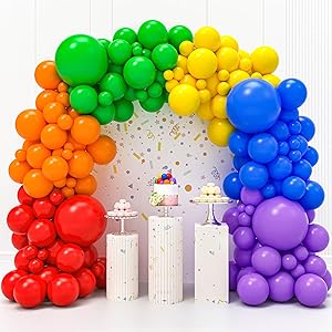 Photo 1 of 
Sharlity 130PCS Assorted Color Balloon Garland Kit Arch Rainbow Multicolored Balloons Different Sizes 18 12 10 5 Inch for Celebration Birthday Anniversary New Years Party Decorations