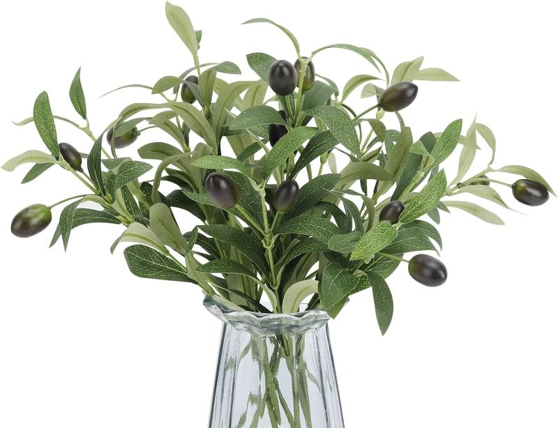 Photo 1 of 10pcs Faux Olive Leaves Stems 10” Tall Artificial Plants Olive Tree Branches for Small Vase Tabletop Greenery Decor for Home Office Wedding Party (Vase Not Included)
