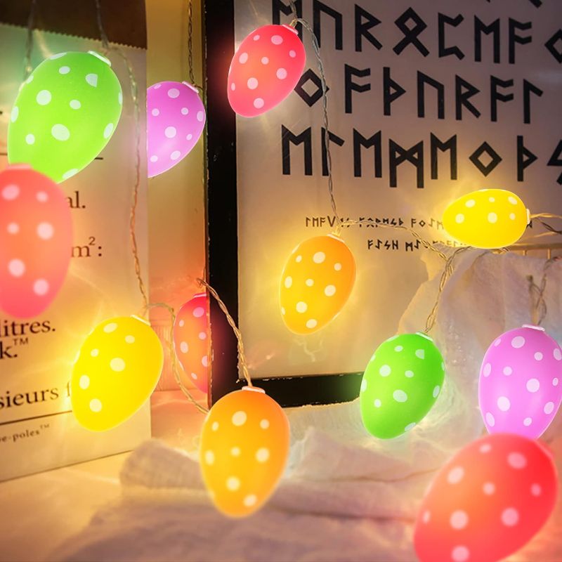 Photo 1 of 10FT 30LED Easter Eggs String Lights Battery Operated Fairy String Lights for Easter Decor Party Home Indoor Outdoor Garden Decorations (Color C)
