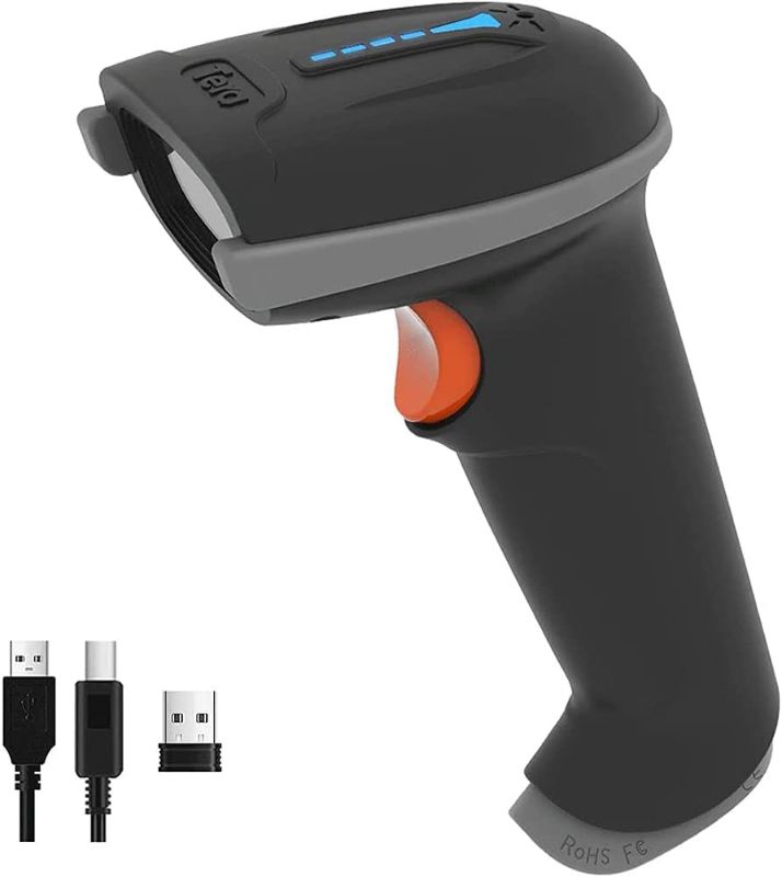 Photo 1 of Tera Barcode Scanner Wireless Versatile 2-in-1 (2.4Ghz Wireless+USB 2.0 Wired) with Battery Level Indicator, 328 Feet Transmission Distance Rechargeable 1D Laser Bar Code Reader USB Handheld (Grey)
