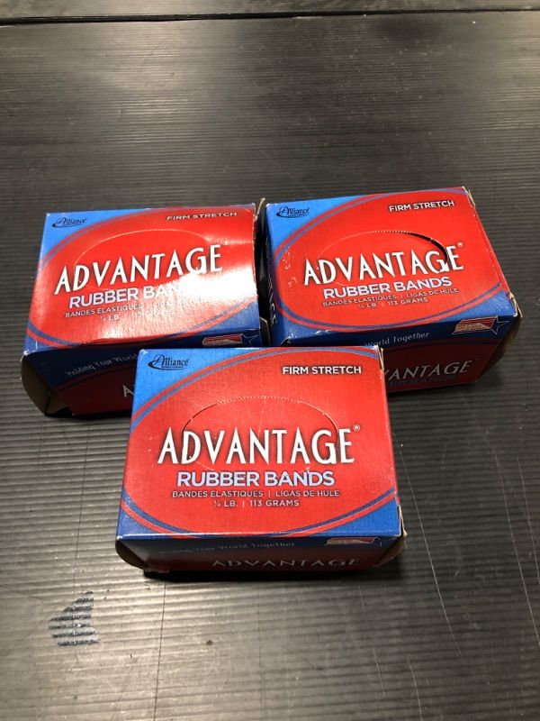 Photo 2 of 3 Pack Alliance Rubber 26629 Advantage Rubber Bands Size #62, 1/4 lb Box Contains Approx. 112 Bands (2 1/2" x 1/4", Natural Crepe) 1/4 Pound 2/12 x 1/4 inches