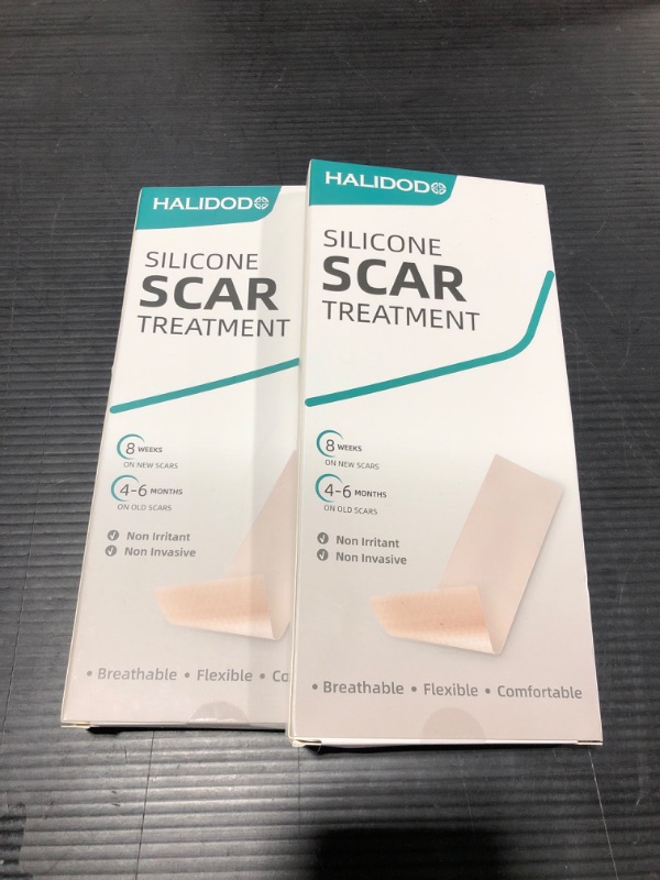 Photo 2 of 2 Pack HALIDODO Silicone Scar Tape - Professional Silicone Scar Sheets - Effective Fast Scar treatment, Reusable Scar Removal Tape for Surgical Scars, Acne, Healing Keloid, Pack of 4 (3"x1.57")
