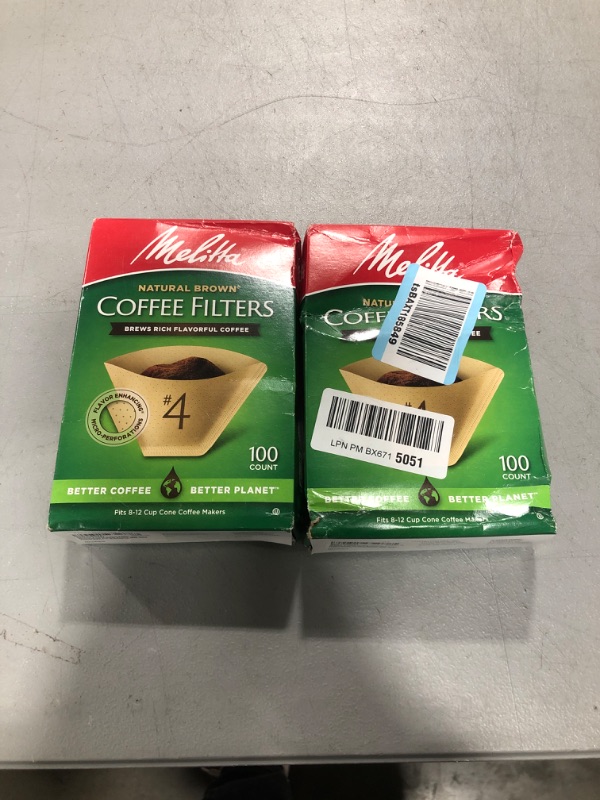 Photo 2 of 2 Pack Melitta Super Premium No. 4 Coffee Paper Filter, Natural Brown, 100 Count