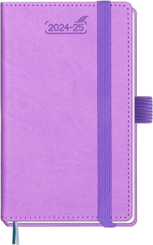 Photo 1 of Pocket Planner 2024 2025 by BEZEND, 18 Months (July24-Dec25) [Lavender] Small Academic Year Planner, Daily Weekly and Monthly Calendar with Pen Holder, Vegan Leather Hard Cover
