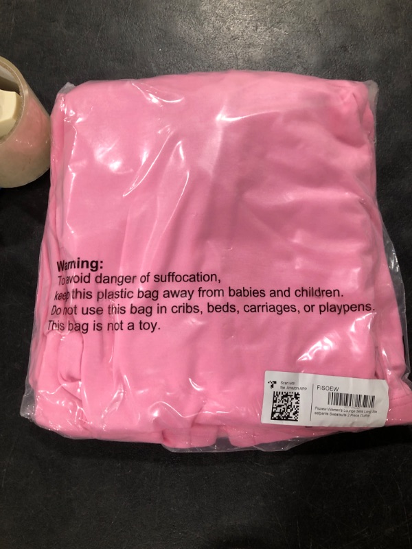 Photo 1 of Fisoew Women's 2 Piece Outfits Sweatsuit Long Sleeve Turtleneck Sweatshirts and Wide Leg Sweatpant Tracksuit Pink sz L 