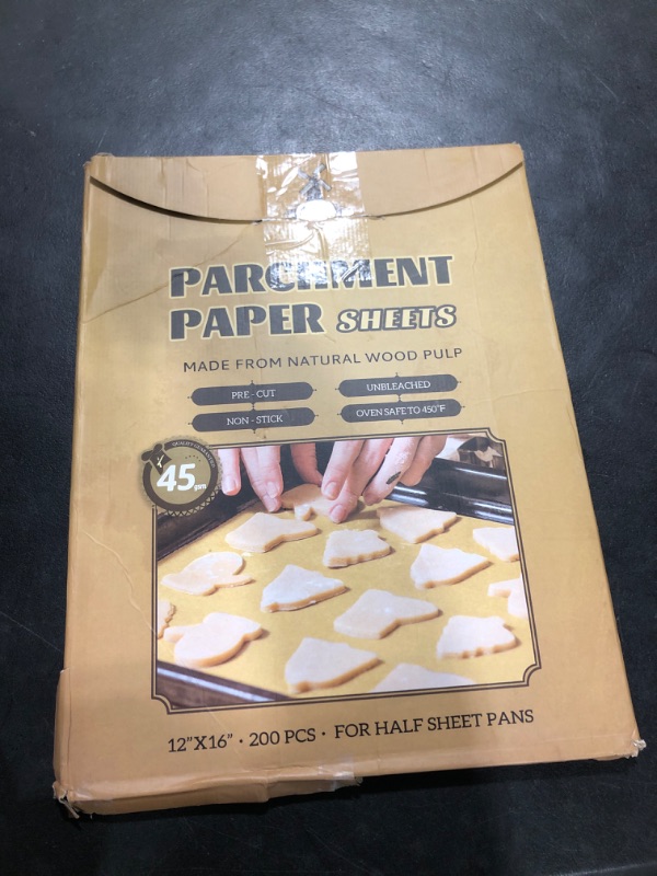 Photo 2 of 200 Pcs Unbleached Parchment Paper Baking Sheets, 12 x 16 Inch, Precut Non-Stick Parchment Sheets for Baking, Cooking, Grilling, Air Fryer and Steaming - Unbleached, Fit for Half Sheet Pans 