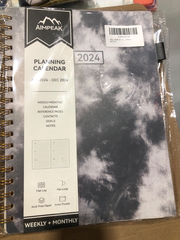 Photo 1 of 2024 Weekly and Monthly Planner, AIMPEAK 2024 Weekly Planner with Tabs, Jan. 2024 - Dec. 2024, Daily Planner with Inner Pocket, Pen Loop, Flexible Cover?Spiral Binding, Black Marble, B5(10"x7")