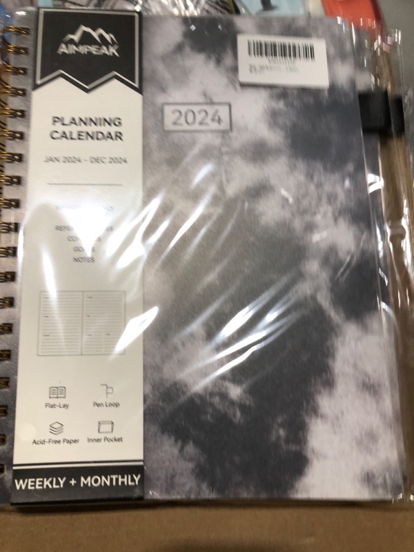 Photo 1 of 2024 Weekly and Monthly Planner, AIMPEAK 2024 Weekly Planner with Tabs, Jan. 2024 - Dec. 2024, Daily Planner with Inner Pocket, Pen Loop, Flexible Cover?Spiral Binding, Black Marble, B5(10"x7")