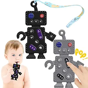 Photo 1 of 2-Pack Baby Teething Toys,KAZOKU Teethers Toys for Babies 0-6 Months,Robot Remote Controller Shape Soft Silicone Baby Teething Chew Toys,Sensory Teether Toys for Toddler Infant 6-12 Months Black Gray
