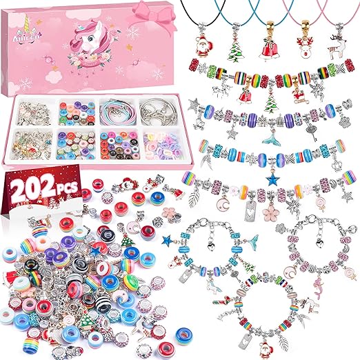 Photo 1 of Anicco Bracelet Making Kit for Girls,202PCS Charm Bracelet Making Kit with Beads,and Necklace for DIY Craft Gifts for Teen Girls Age 8-12,Christmas Gifts for Girls, with A Unicorn Gift Box
