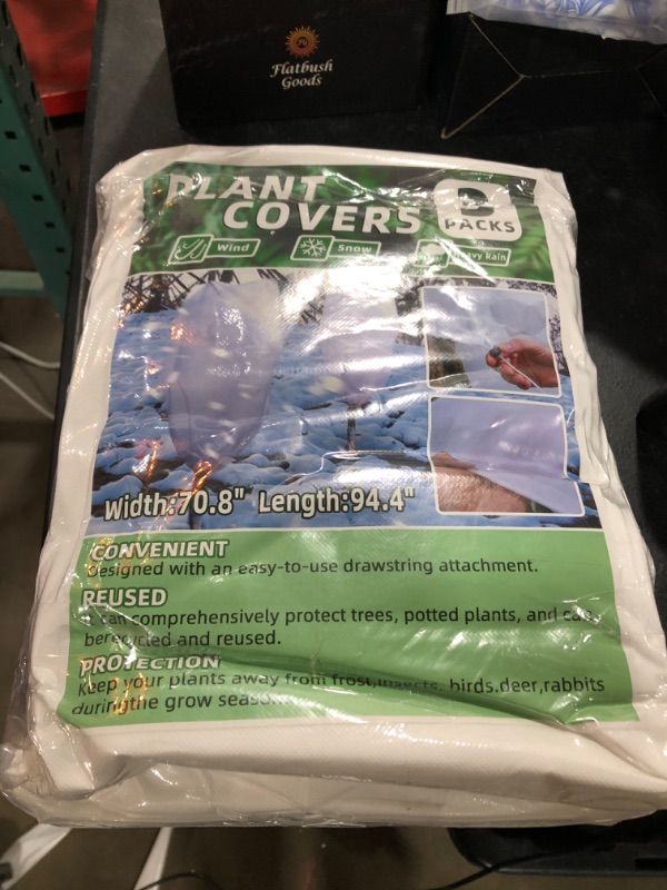 Photo 1 of 3 Packs Plant Covers Freeze Protection, 70.8" X94.4" Winter Frost Cloth, 2.2oz Reusable Frost Blankets, Tree Cover Drawstring Bags for Outdoor Fruit Potted Shrub Season Extension 3PCS 70.8X 94.4 INCH
