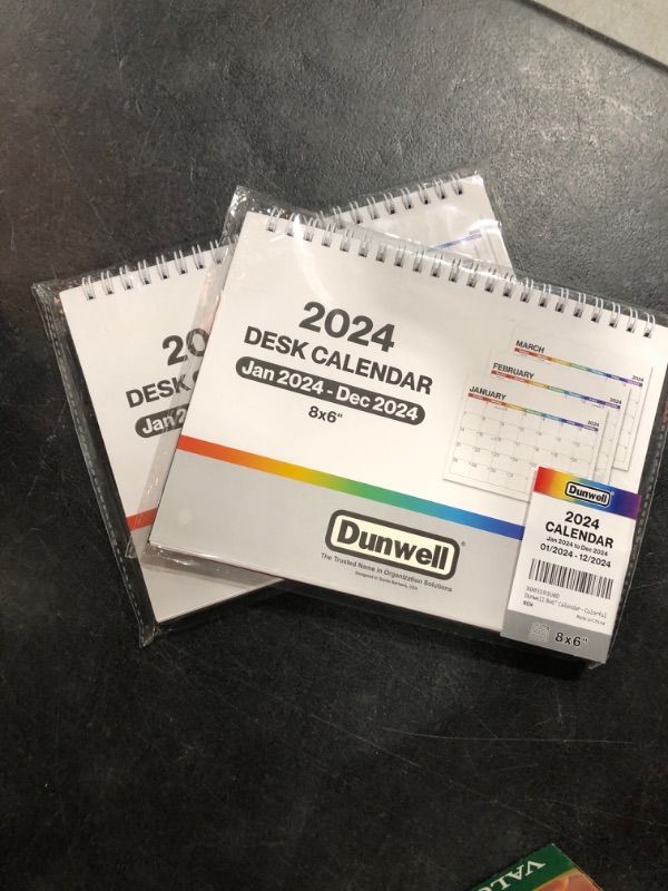 Photo 2 of 2 pack Dunwell Standing Desk Calendar 2024, Use 8x6 Small Desk Calendar as Stand Up Desk Calendar, Colorful Desk Top Calendar, 8 x 6 Easel 2024 Office Calendar, Triangle Popup Calendar Colorful Now to Dec 2024