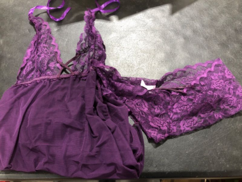 Photo 2 of PURPLE NOT BLACK KUAOPATA Lingerie for Women Satin Lace Chemise Sleepwear Slip Dress Sexy (XXL, Purple)