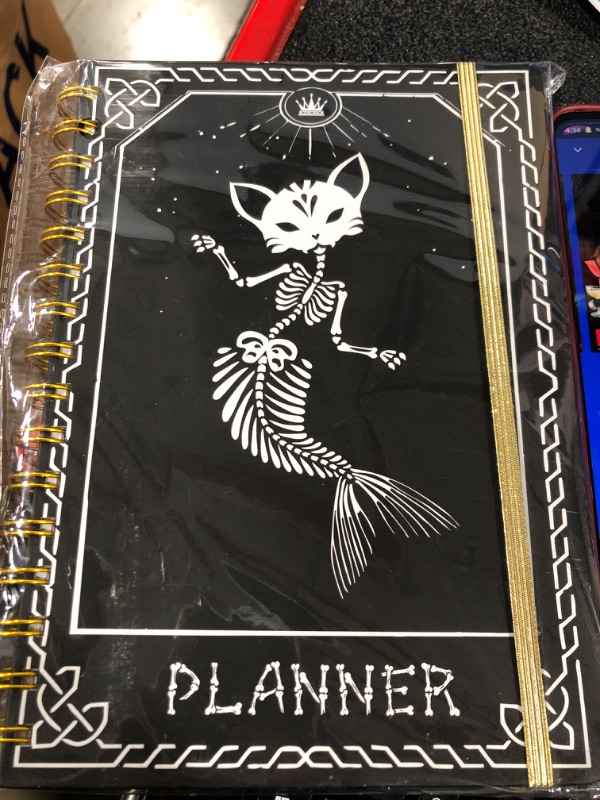 Photo 2 of 2024 Planner, 12-Month Weekly Monthly Planner from JAN.2024 to DEC.2024, 8.4" X 6", Planner Notebook with Spiral Bound, Stickers & Sticky Index Tabs, Fox-Fish Skull Black - 01