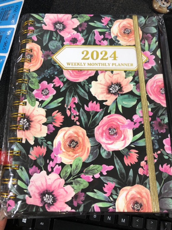 Photo 2 of 2024 Planner, 12-Month Weekly Monthly Planner from JAN.2024 to DEC.2024, 8.4" X 6", Planner Notebook with Spiral Bound, Stickers & Sticky Index Tabs, Colorful Floral Floral - 02