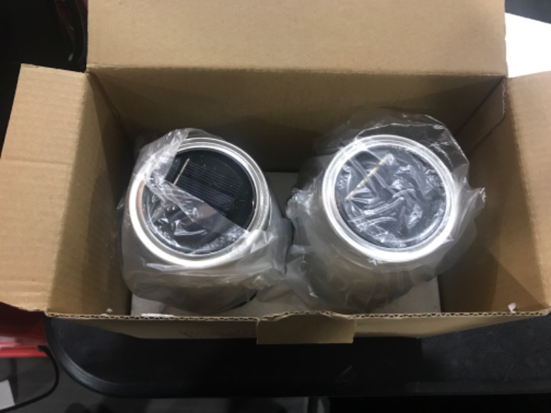 Photo 1 of 2 Pcs Solar Christmas Lights Outdoor Waterproof - Solar Lanterns, Solar Outdoor Christmas Lights, Grey Mason Jar Decorations for Tree Yard Table Christmas Decoration Gray