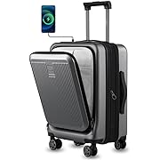 Photo 1 of LUGGEX Carry on Luggage 22x14x9 Airline Approved, PC Hard Shell Suitcase with Front Pocket, Expandable Luggage with USB Port (Black, 20 Inch, 36.7L)
