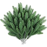 Photo 1 of  Artificial Pine Branches Christmas Greenery Plants Pine Needles DIY Cedar Picks and Sprays Accessories for Christmas Garland Wreath Craft and Home Decor (50, Green)
