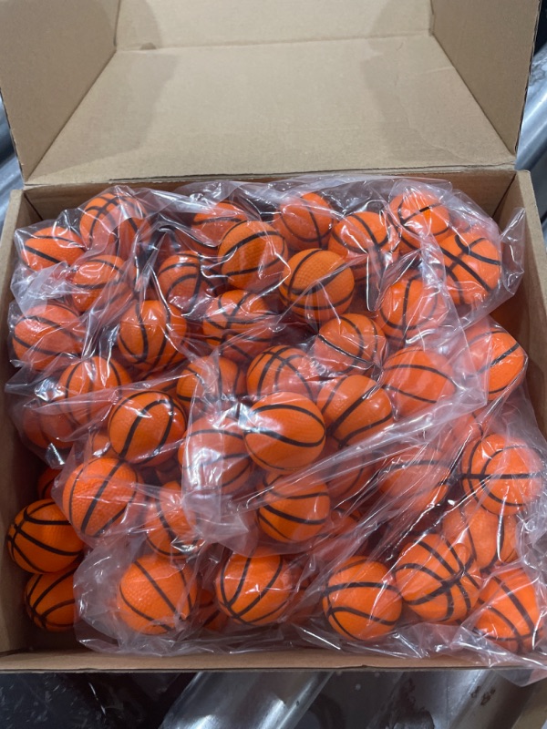 Photo 2 of 100 Pcs Mini Basketball Party Favors Stress Balls Foam Sports Party Favors Mini Basketball Stress Ball for Anxiety Relief Teens Adults School Reward, Party Bag Supplies (Orange)