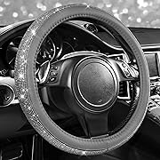 Photo 1 of  Bling Diamond Leather Steering Wheel Cover, with Bling Sparkly Crystal Glitter Rhinestones Universal Fit 14" 1/2-15" Car Wheel Protector for Women Girl Fit Suvs,Vans,Sedans,Cars,Trucks, Gra