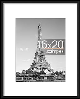 Photo 1 of 16x20 Picture Frame, Display Pictures 11x14 with Mat or 16x20 Without Mat, Wall Hanging Poster Frame, Black, 1 Pack