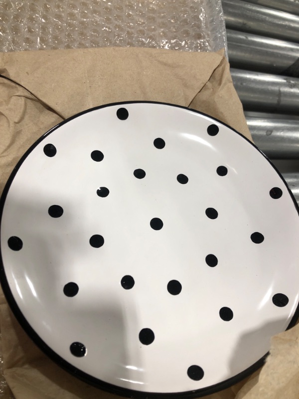 Photo 2 of Handmade White and Black Polka Dot Ceramic 12 piece Dinnerware Set | Pottery Tableware Service for 4 | Dinner Plates | Side Plates | Bowls | Housewarming Gift by City to Cottage®