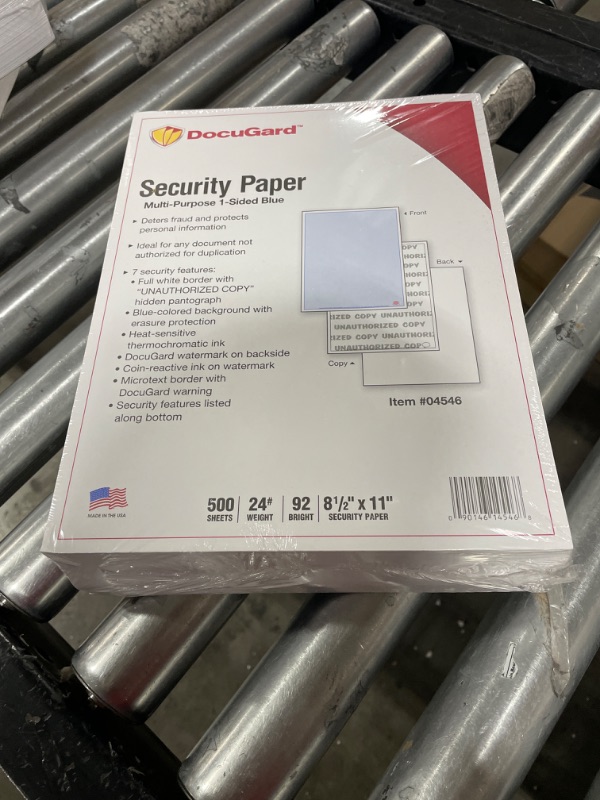 Photo 2 of DocuGard Advanced Blue Multi-Purpose Security Paper, 7 Features, 8.5 x 11 Inches, 24 lb, 500 Sheets (04546) 7 Security Features, 500 Sheets