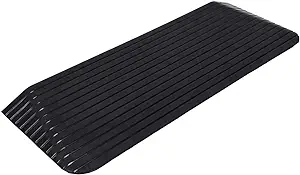 Photo 1 of 2" Rubber Threshold Ramp, Doorways Heavy Duty Wheelchair Ramps, Rated 2200 Lbs Load Capacity, Non-Slip Surface Rubber Solid Threshold Ramp for Wheelchair, Scooter, Mobility Scooters Black