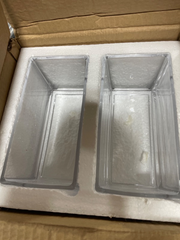 Photo 1 of 7.5 Inch Modern Clear Glass Rectangle Block Vase, Centerpiece for Wedding, Set of 2