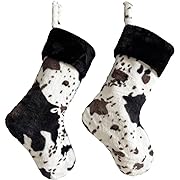 Photo 1 of 2 Pieces Cow Faux Fur Christmas Stockings Decorations, 20 Inches Large Christmas Stockings for Xmas Holiday, Christmas Tree, Fireplace
