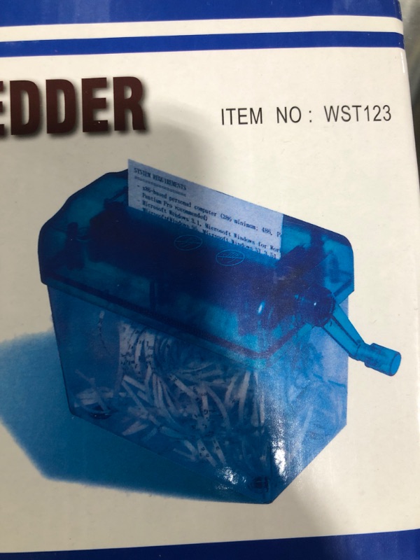 Photo 1 of Mini Manual Shredder - Blue Office Portable Hand Paper Cutter for Paper/Notes/Bills/Portrait/Photos Fits A6 Size or Folded to A6 Size Capacity