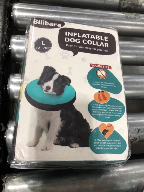 Photo 1 of Bilibara Dog Cone Alternative After Surgery, Inflatable Recovery Collar for Dogs & Cats, Adjustable Dog E Collars, Cone for Dogs After Surgery to Stop Licking, Soft Dog Cones for Large Dogs, Teal L(Neck:12"-18") Teal