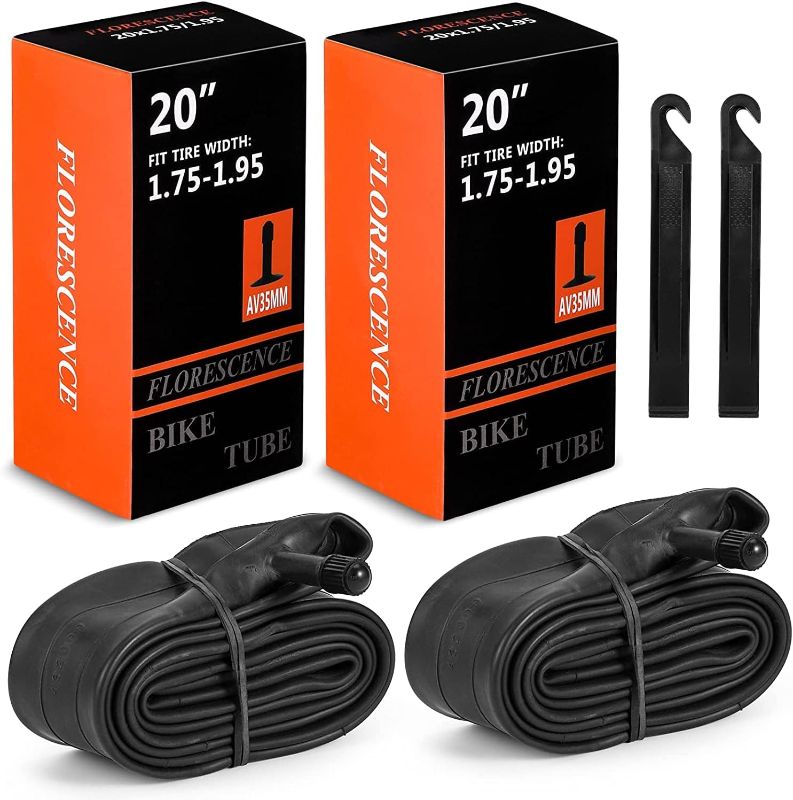 Photo 1 of 2 Pack 20 Inch Bike Inner Tubes with 2 Tire Levers 20x1.75/1.95/2.125 Shradler Valve Bicycle Replacement Butyl Rubber Inner Tubes
