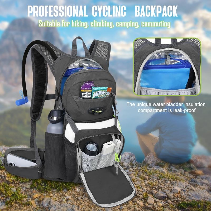 Photo 3 of N NEVO RHINO Hydration Backpack Water Backpack with Rain Cover 2L Water Bladder, Insulation Hydration Day Rucksack for Hiking